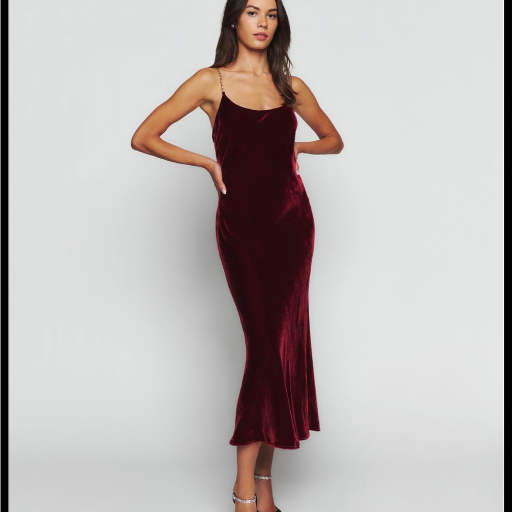 COPY - Reformation Velvet Chain Dress Red Velvet Ady Dress with Chain Straps